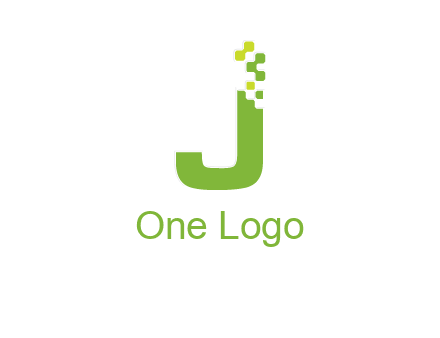 technology  squares forming letter j initial
