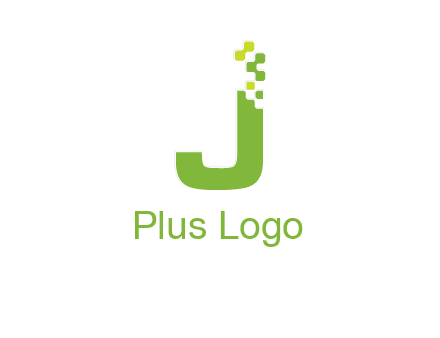 technology  squares forming letter j initial