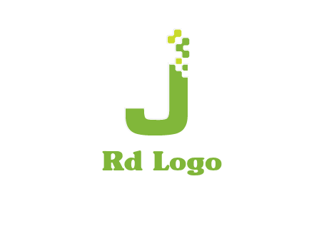 technology  squares forming letter j initial