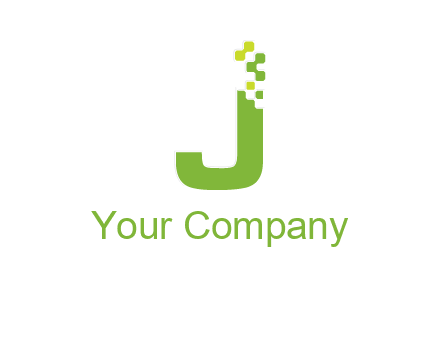 technology  squares forming letter j initial