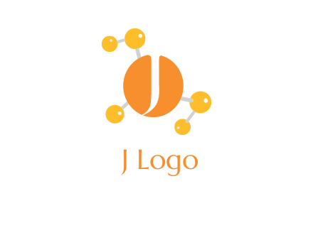 Letter j inside chemical bonds logo