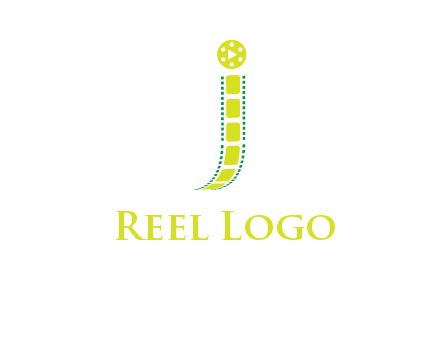 film reel forming letter j logo