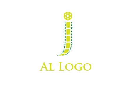 film reel forming letter j logo