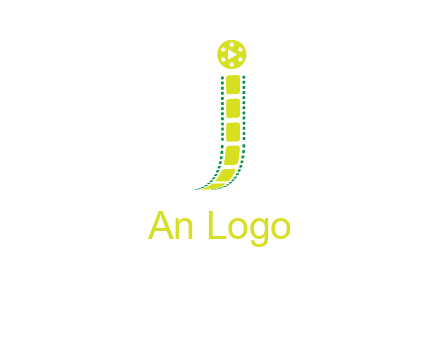 film reel forming letter j logo