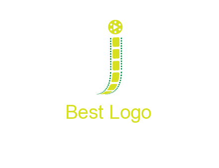 film reel forming letter j logo