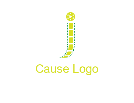 film reel forming letter j logo