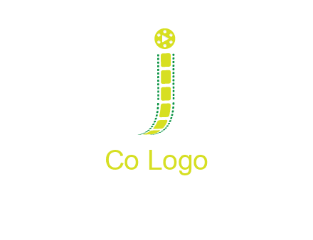 film reel forming letter j logo