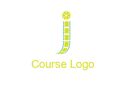 film reel forming letter j logo