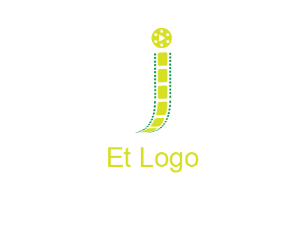 film reel forming letter j logo