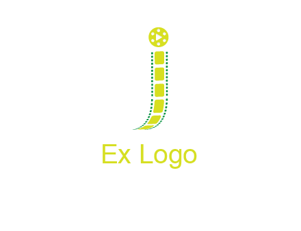 film reel forming letter j logo