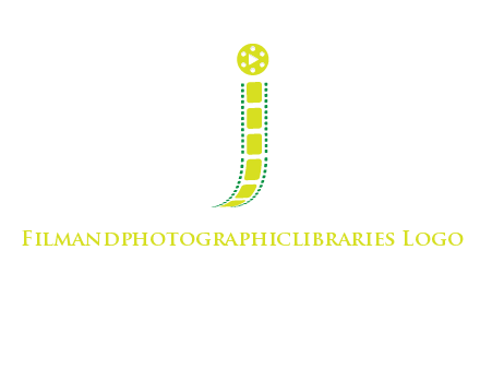 film reel forming letter j logo