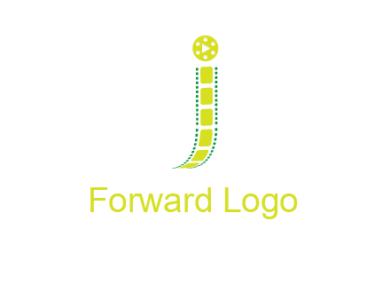 film reel forming letter j logo