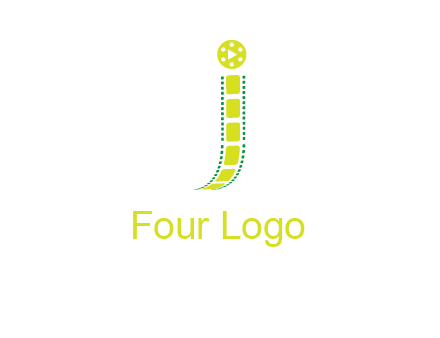 film reel forming letter j logo