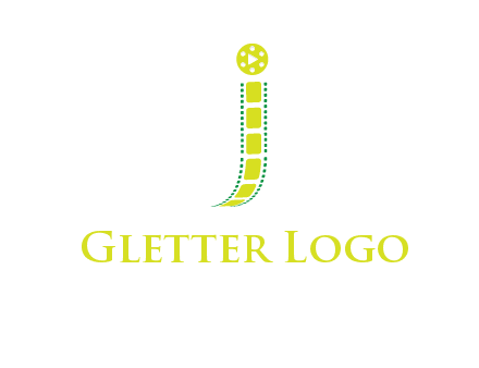 film reel forming letter j logo