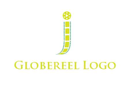film reel forming letter j logo