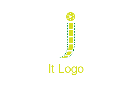 film reel forming letter j logo