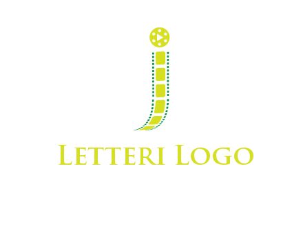 film reel forming letter j logo