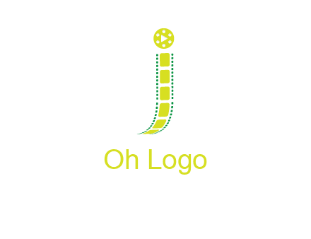 film reel forming letter j logo