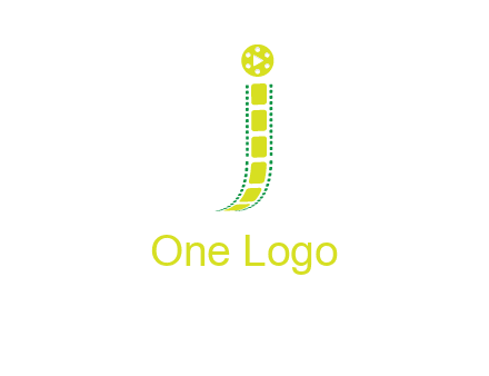 film reel forming letter j logo