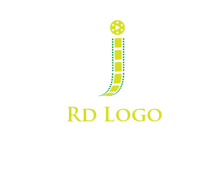 film reel forming letter j logo