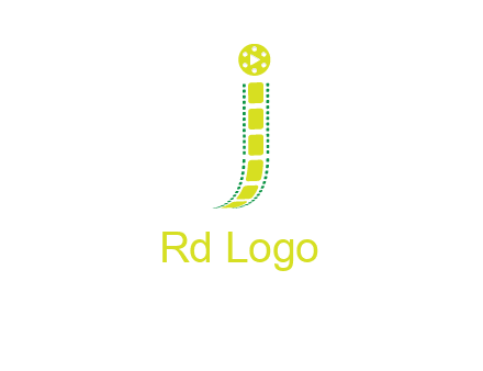 film reel forming letter j logo