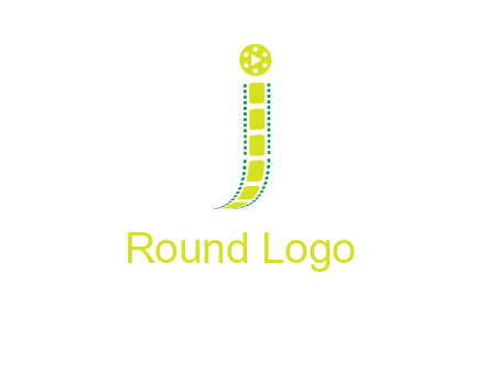 film reel forming letter j logo