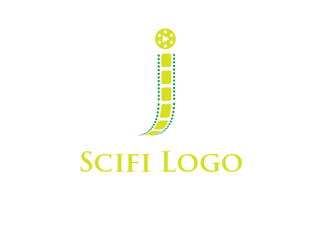 film reel forming letter j logo