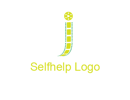 film reel forming letter j logo