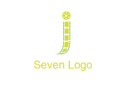 film reel forming letter j logo