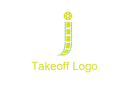 film reel forming letter j logo