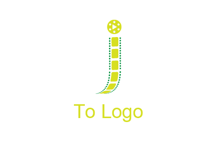 film reel forming letter j logo