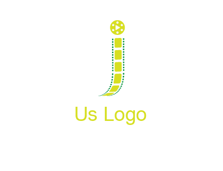film reel forming letter j logo