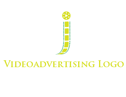 film reel forming letter j logo
