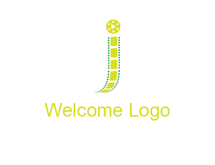 film reel forming letter j logo