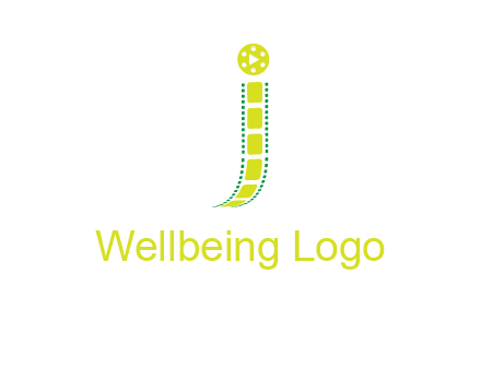 film reel forming letter j logo