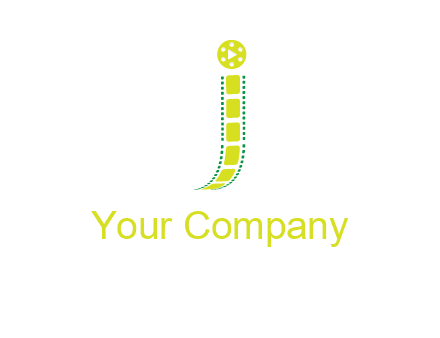 film reel forming letter j logo