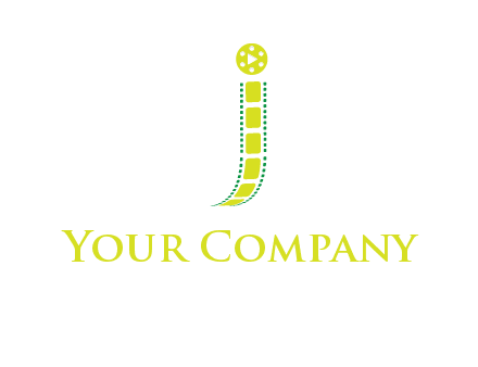 film reel forming letter j logo