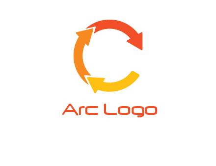 arrows creating letter c logo