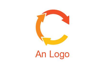 arrows creating letter c logo