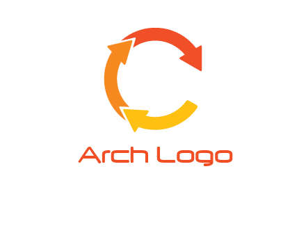 arrows creating letter c logo