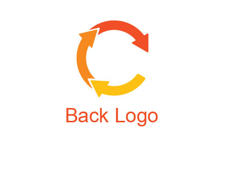 arrows creating letter c logo