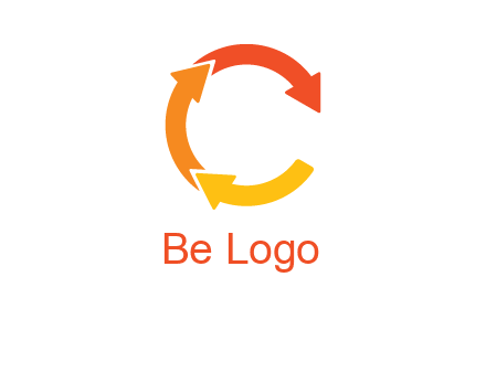arrows creating letter c logo