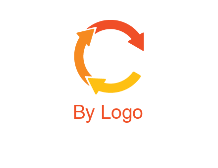 arrows creating letter c logo