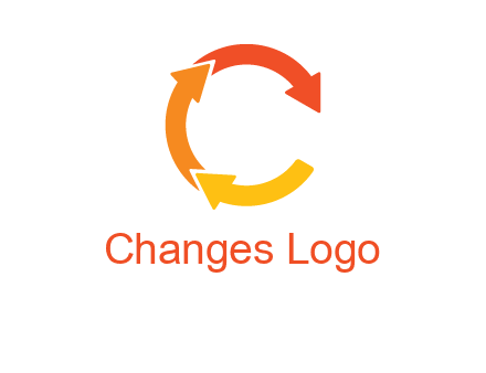 arrows creating letter c logo
