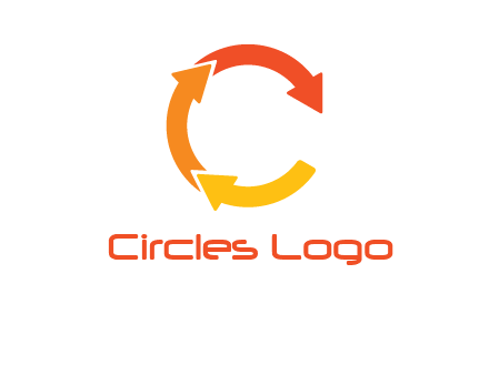 arrows creating letter c logo