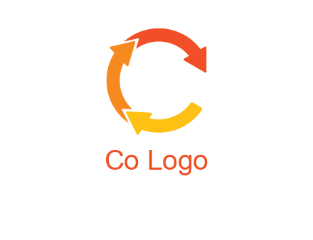 arrows creating letter c logo