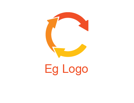 arrows creating letter c logo