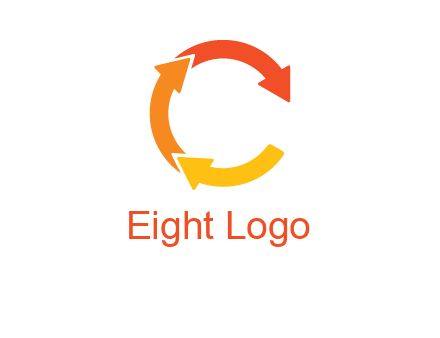arrows creating letter c logo