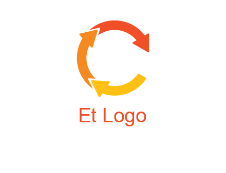 arrows creating letter c logo