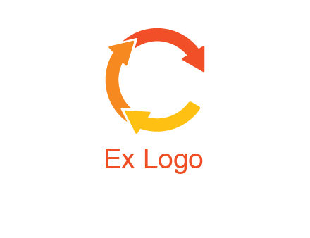 arrows creating letter c logo